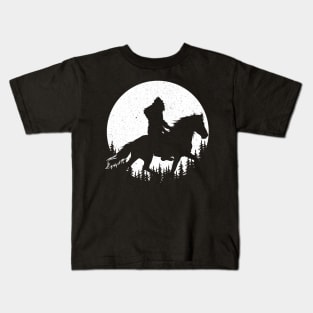 Bigfoot Riding Horse Kids T-Shirt